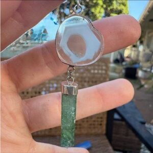 29.00 carat genuine custom cut aquamarine/tourmaline pendant- emergency sale